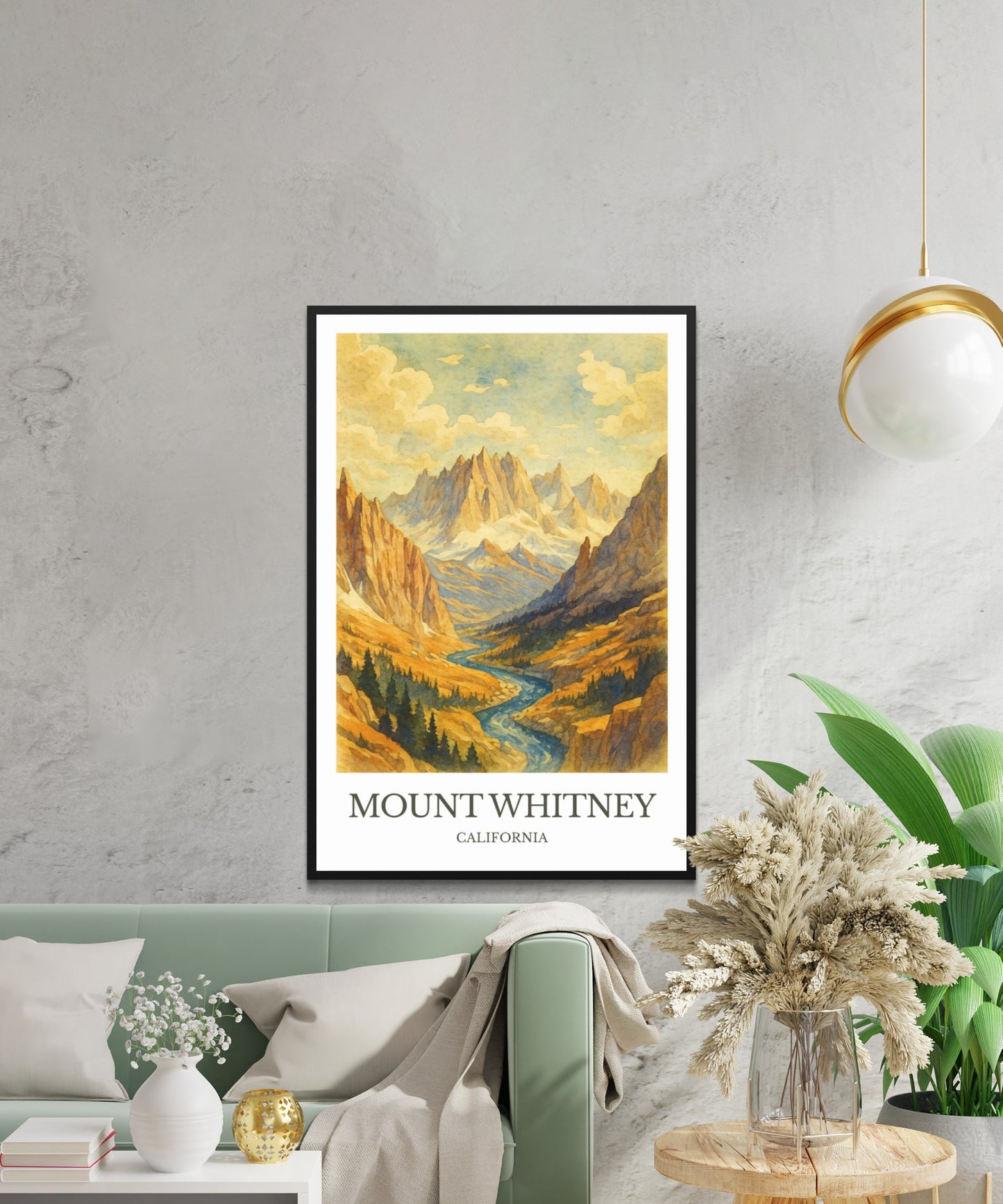 Mount Whitney, Watercolor design poster, California Print, Mount Whitney Wall Art