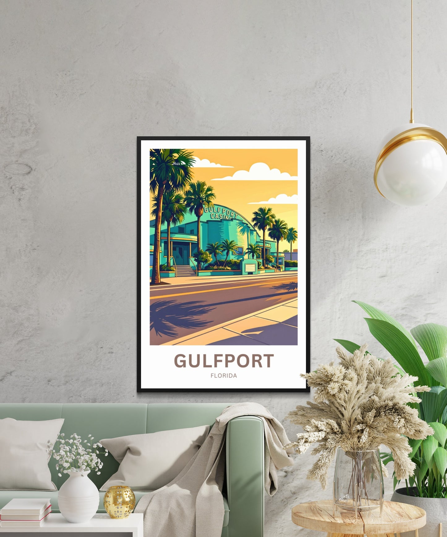 Gulfport, Florida Travel Poster - Casino Sunset