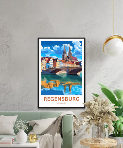 Regensburg Travel Poster -  Danube River