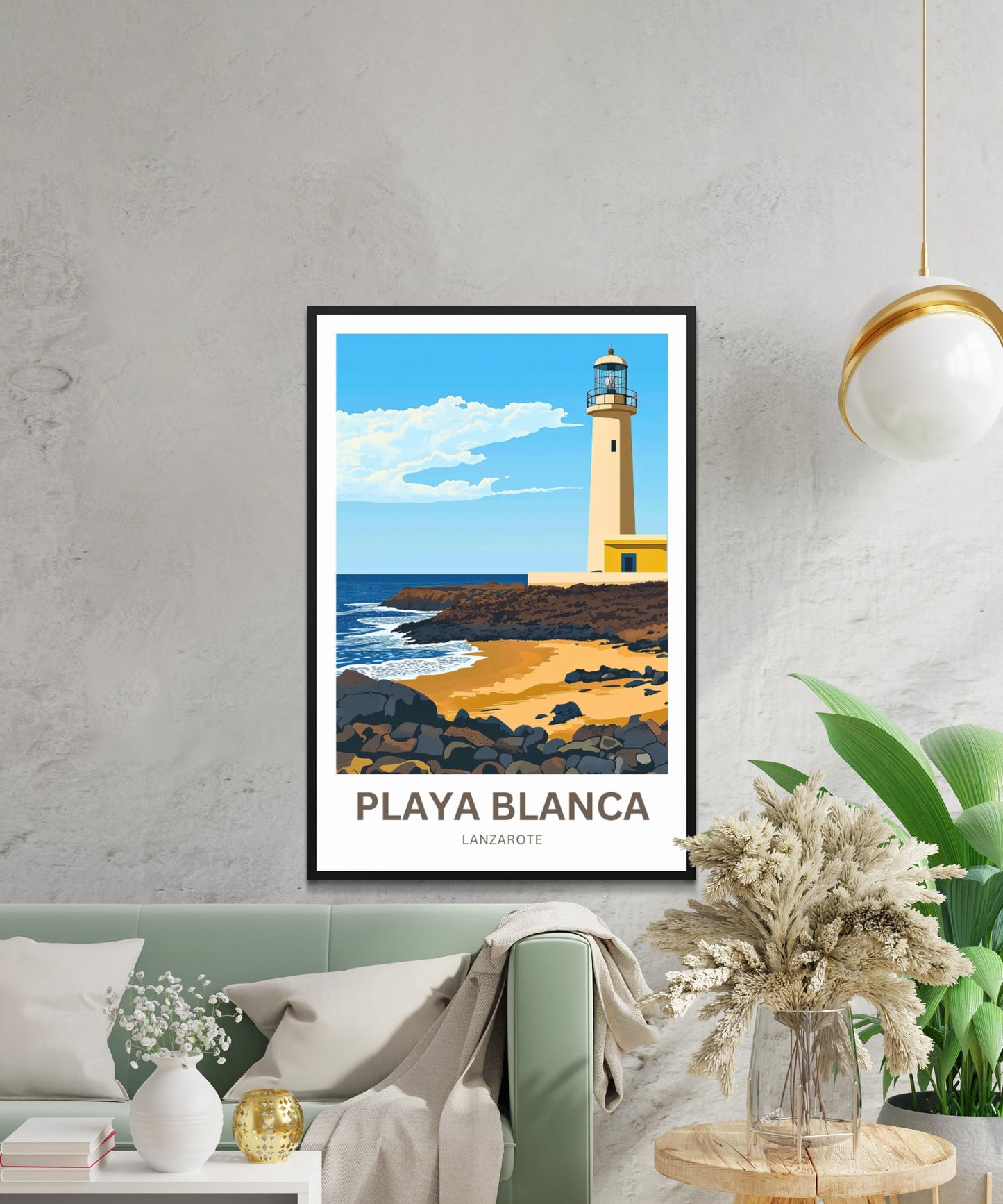 Playa Blanca Travel Poster- Captivating Serene Coast and lighthouse
