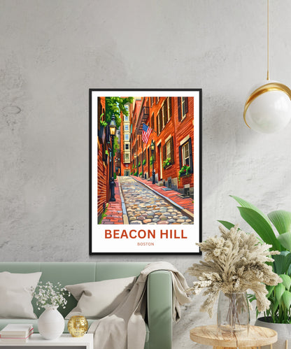Beacon Hill Travel Poster -  Stroll in Boston
