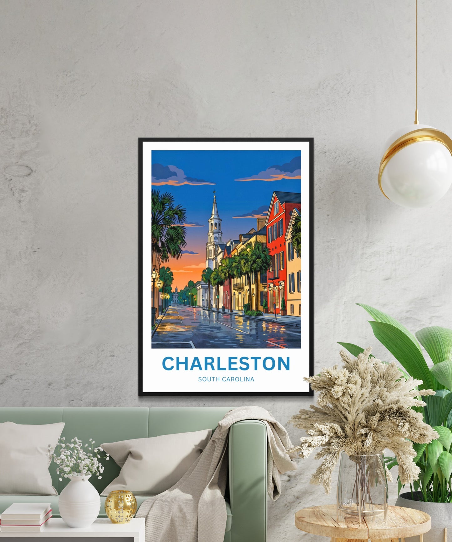 Charleston Historic District Travel Poster - Southern Serenity