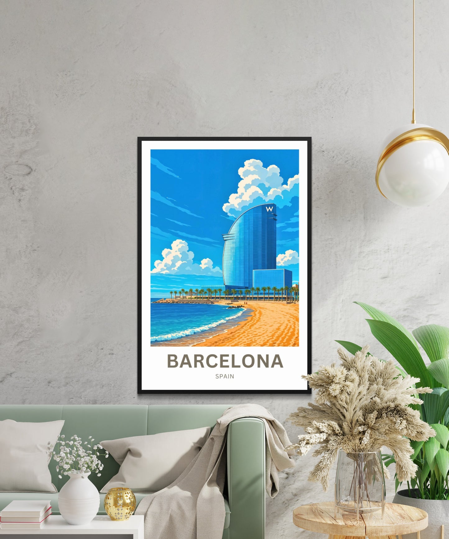 Barcelona Travel Poster  - Spain The Sail on the Sea