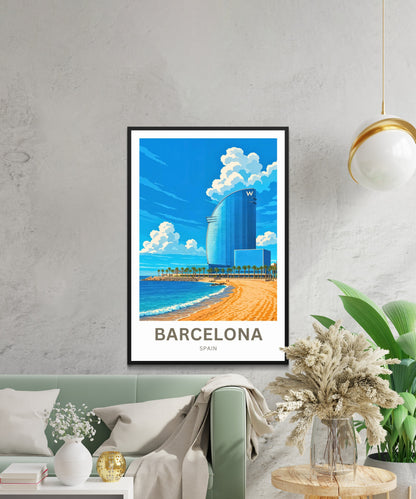 Barcelona Travel Poster  - Spain The Sail on the Sea
