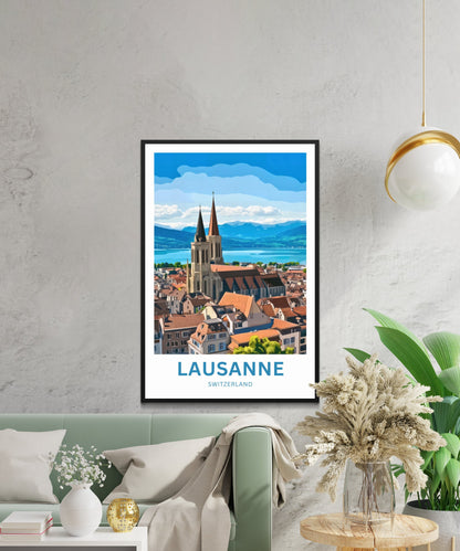Lausanne Travel Poster- Jewel of Lake Geneva