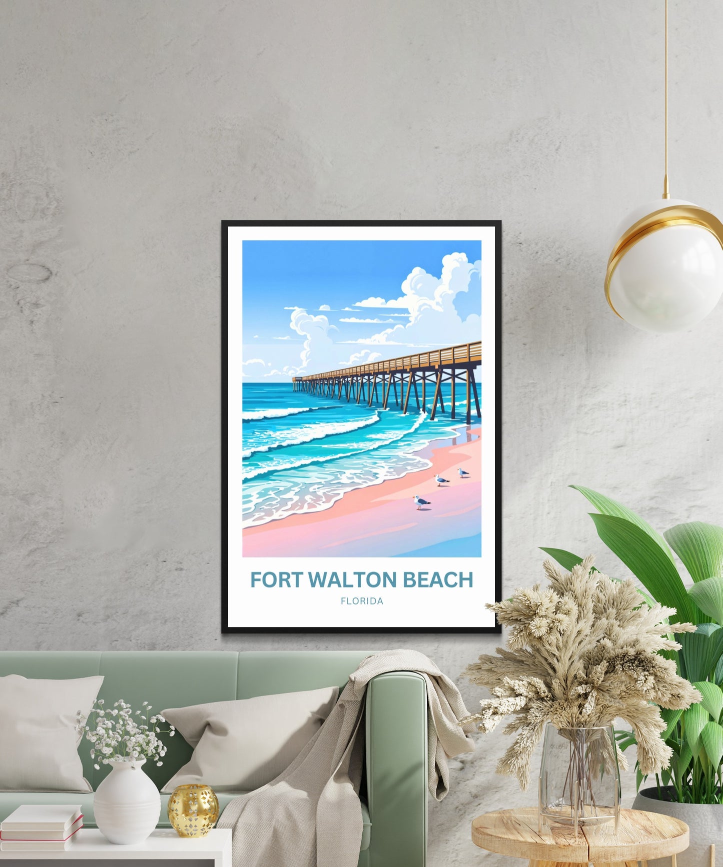 Fort Walton Beach Travel Poster - Coastal Calm & Ocean Charm