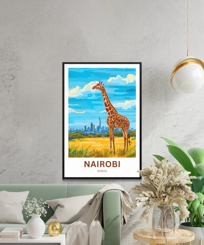 Nairobi Travel Poster - Skyline and Safari