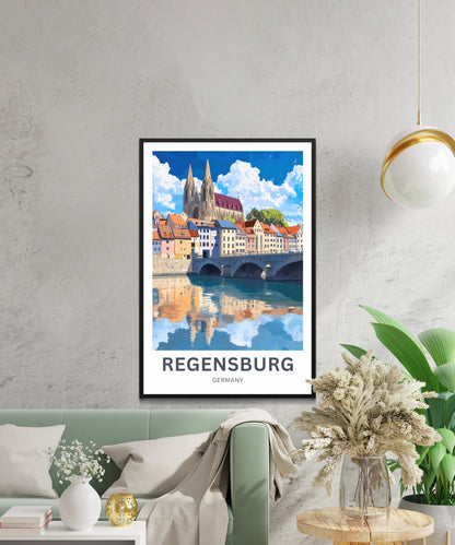 Regensburg Travel Poster -  A Medieval Masterpiece