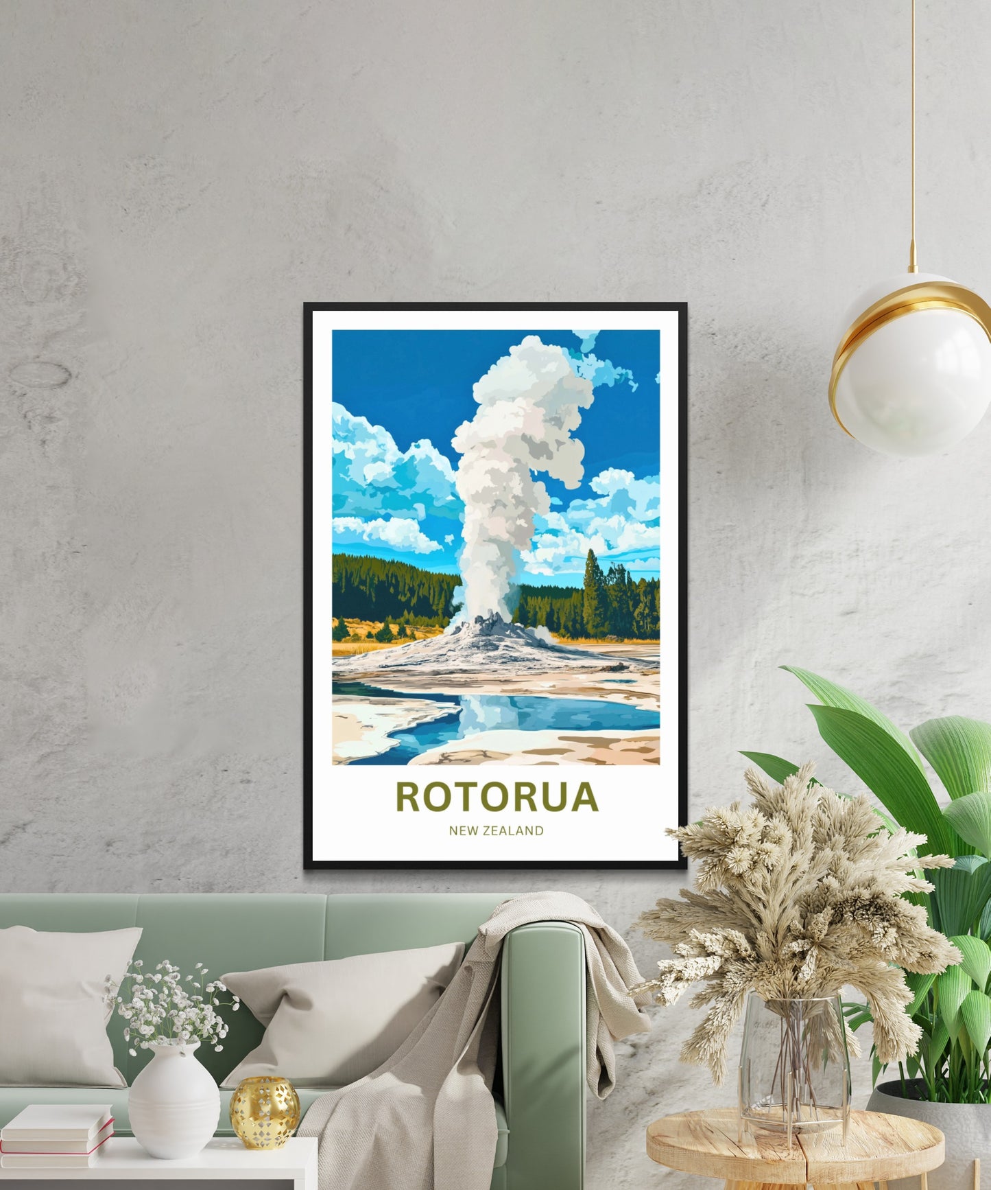 Rotorua Travel Poster - Captivating Geyser,New Zealand