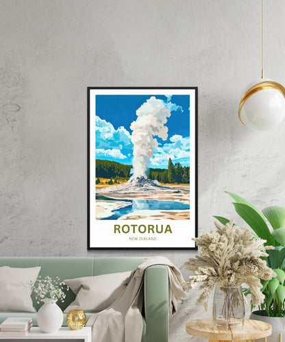 Rotorua Travel Poster - Captivating Geyser,New Zealand