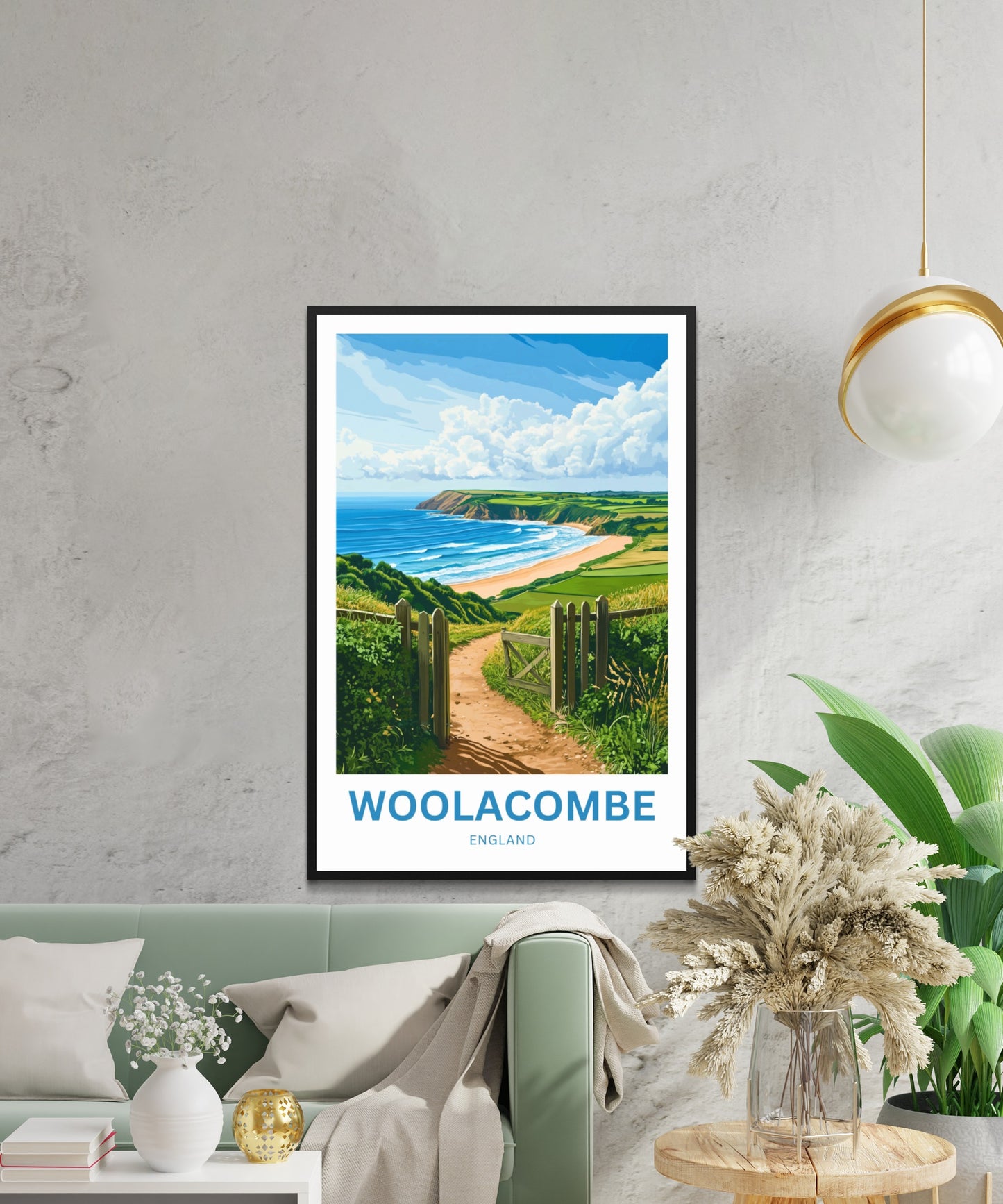 Woolacombe Travel Poster - England Waves and Wonder