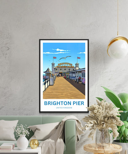 Brighton Pier Travel Poster - Coastal Fun Experience