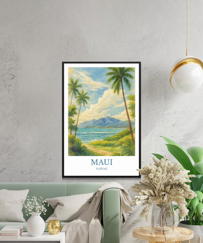 Maui, Watercolor design poster, Hawaii Print, Maui Wall Art