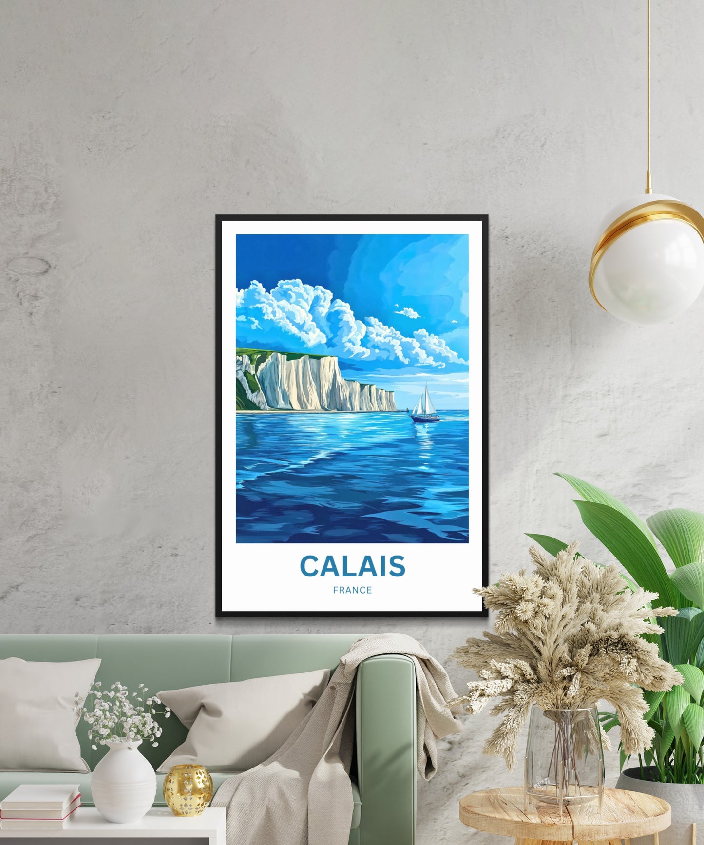 Calais Travel Poster - Waves Against the Cliffs