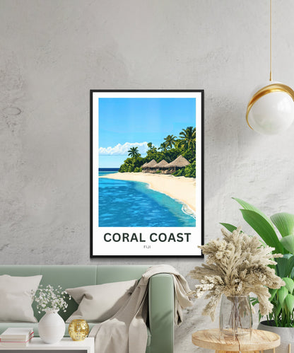 Coral Coast, Fiji Travel Poster - Fiji’s Southern Shore