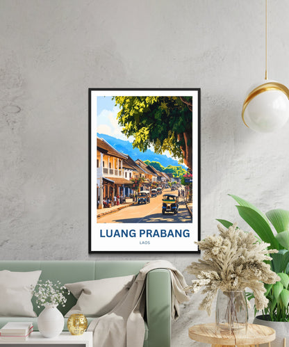 Luang Prabang Travel Poster - Busy Street of Laos