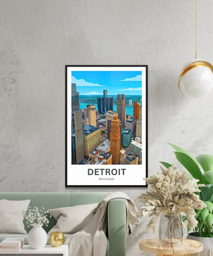 Detroit Travel Poster - Beautiful Skyscraper