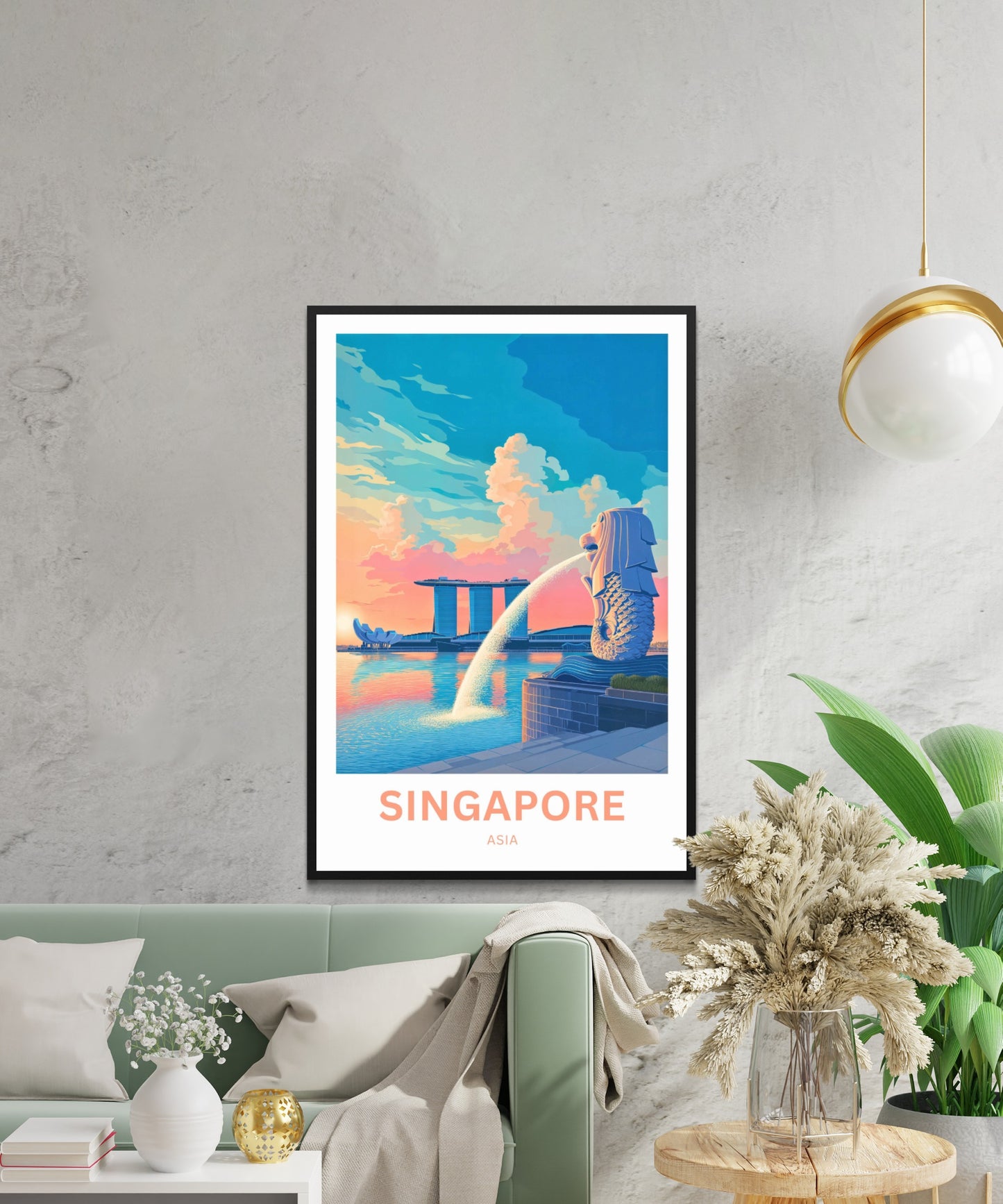 Singapore Travel Poster - Heart of the Lion City