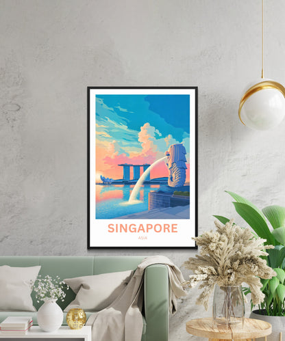 Singapore Travel Poster - Heart of the Lion City