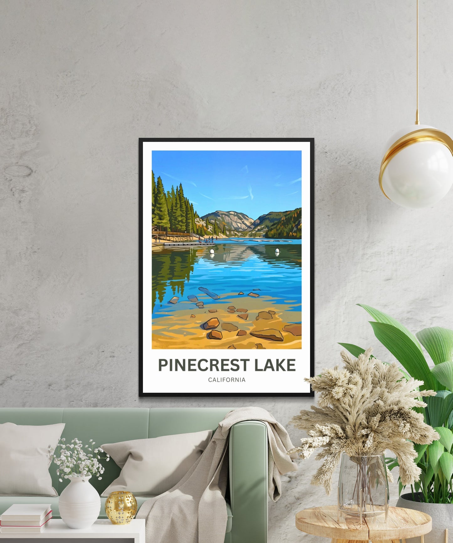 Pinecrest Lake Travel Poster - Mountain Mirror Lake