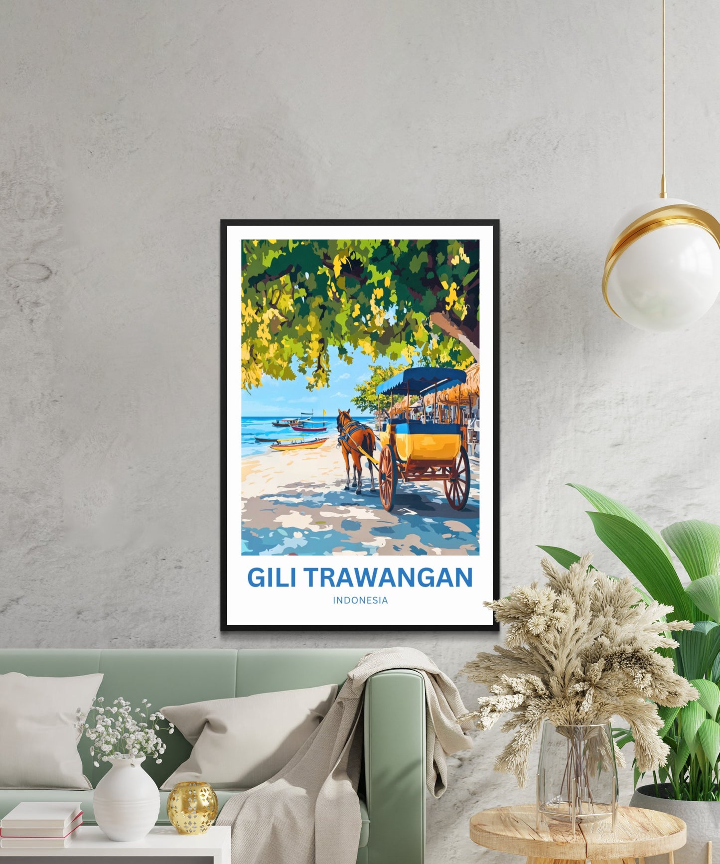 Gili Trawangan Travel Poster- Captivating Beach Horse Carriage