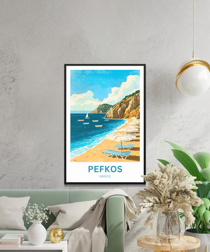 Pefkos Travel Poster - Relaxing Beach View