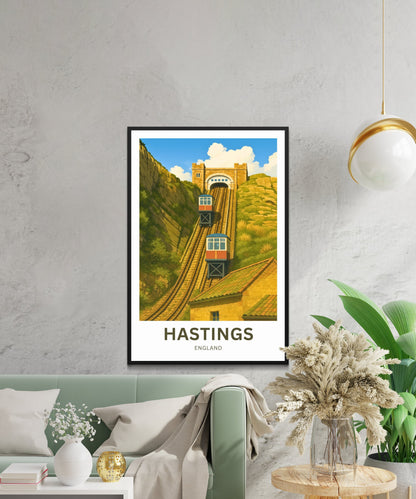 Hastings Travel Poster- Iconic Railway England