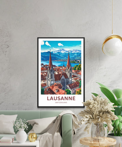 Lausanne Travel Poster- Swiss Elegance in Every View