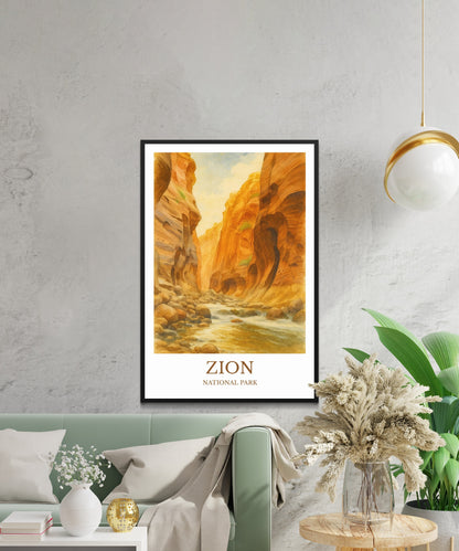 Zion, Watercolor design poster, National Park Print, Zion Wall Art