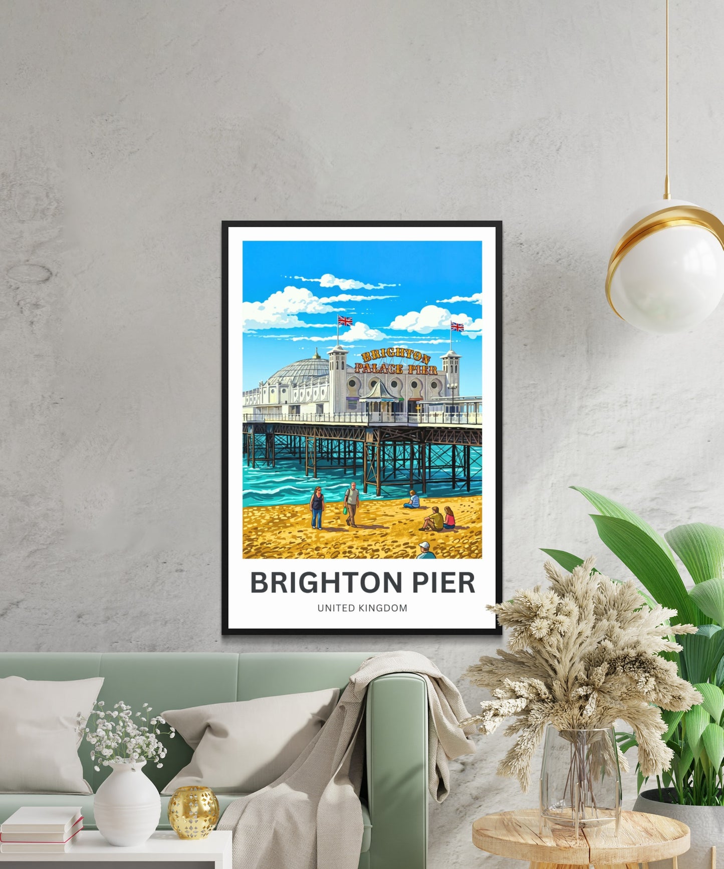 Brighton Pier Travel Poster - English Seaside Charm