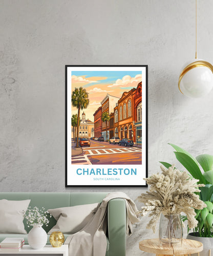 Charleston Historic District Travel Poster - Old Town Vibes