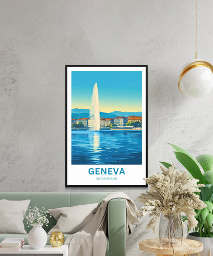 Geneva Travel Poster - A Splash of Swiss Grandeur