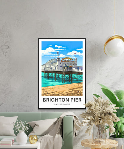 Brighton Pier Travel Poster - Vibrant Seaside Life