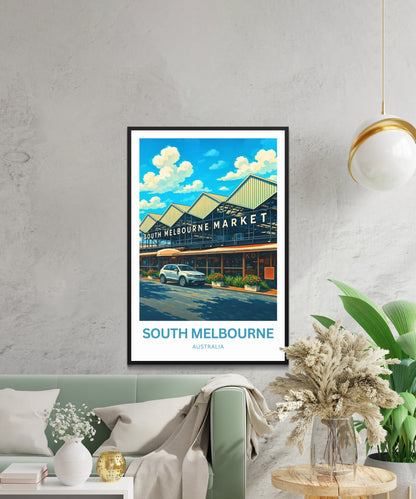 South Melbourne Market Travel Poster  - Australia