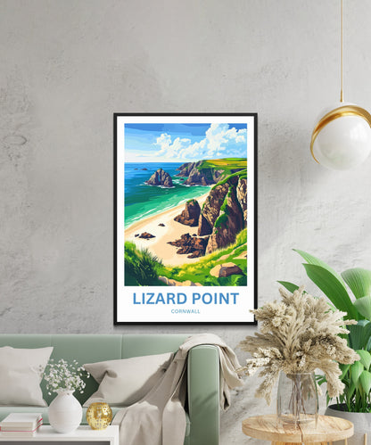 Lizard Point Travel Poster - Cornwall Mesmerizing Cliff