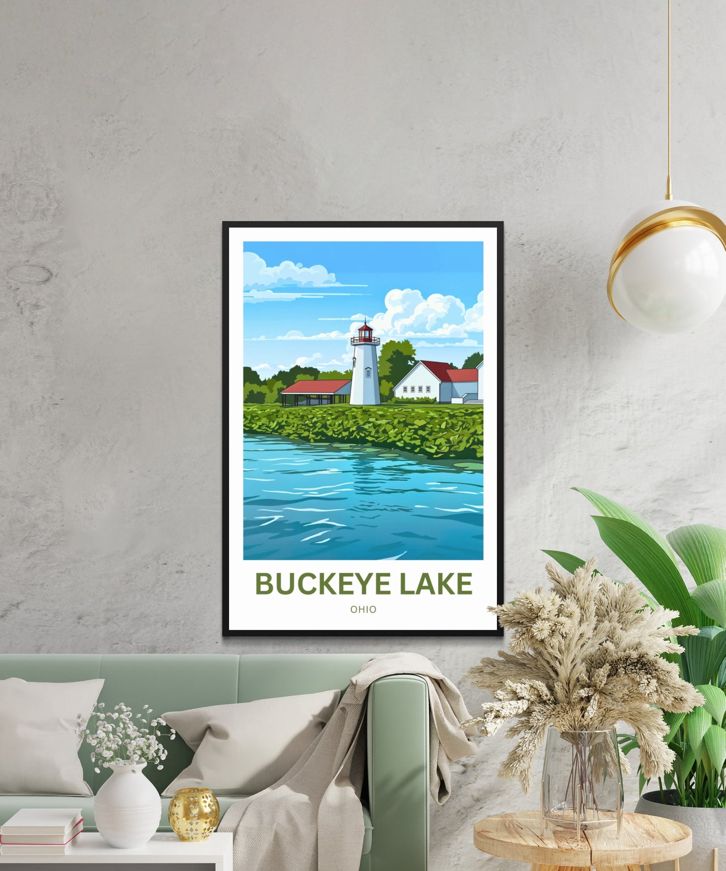 Buckeye Lake Travel Poster -  Lakefront Lighthouse