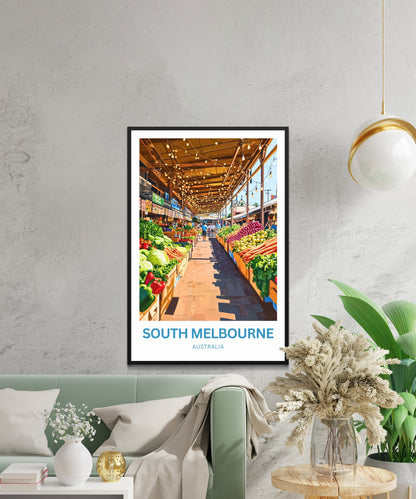 South Melbourne Market Travel Poster  - Fresh Finds Await