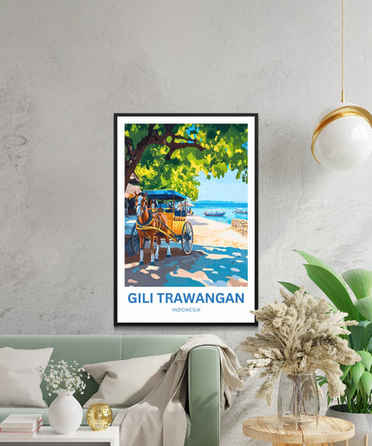 Gili Trawangan Travel Poster- Horse Carriage Transportation