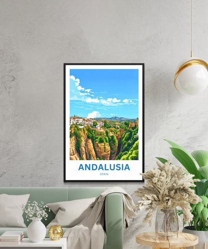 Andalusia Travel Poster- White Village Cliffs