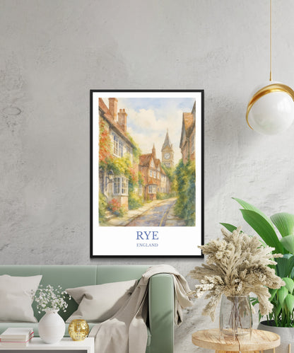 Rye, Watercolor design poster, England Print, Rye Wall Art