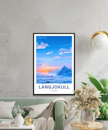 Langjökull Travel Poster - Mesmerizing Glacier of Iceland
