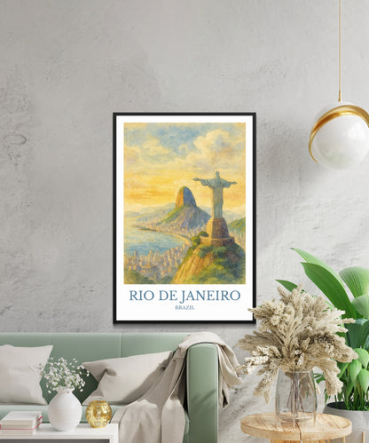 Rio de Janeiro, Watercolor design poster, Brazil Print, Rio de Janeiro Wall Art