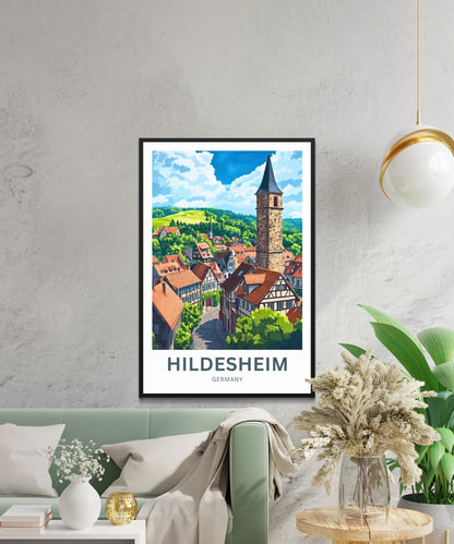 Hildesheim Travel Poster- Germany Village Street