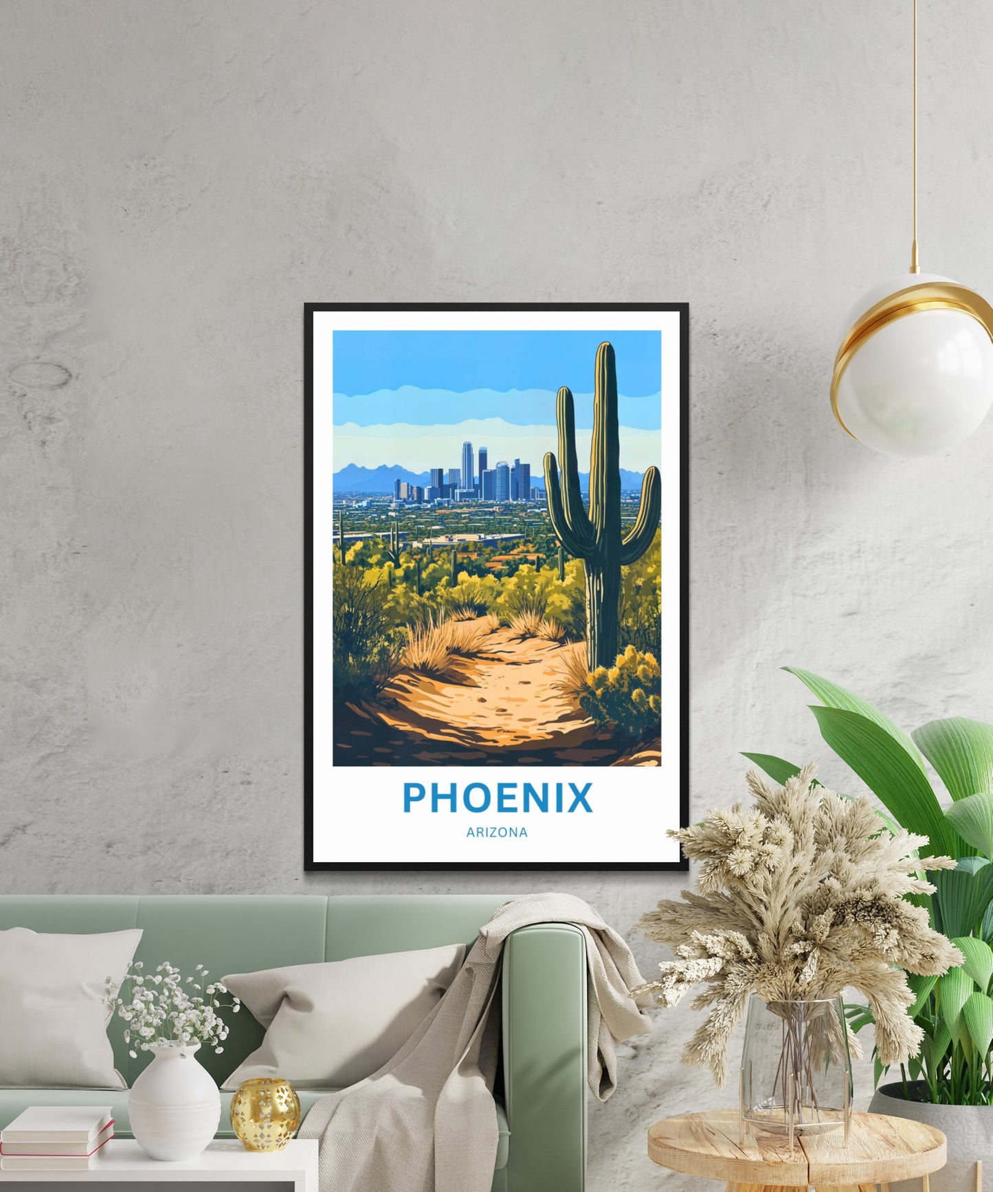 Phoenix Travel Poster - Arizona Desert Sun & Skyline