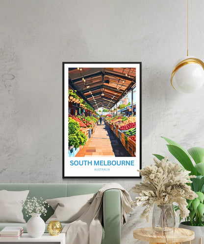 South Melbourne Market Travel Poster  - Shop • Eat • Explore