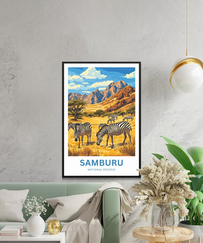 Samburu National Reserve Travel Poster - Wildlife and Adventure