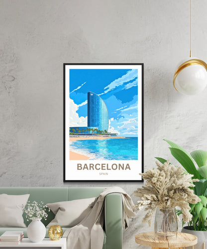 Barcelona Travel Poster  - Icon on the Mediterranean