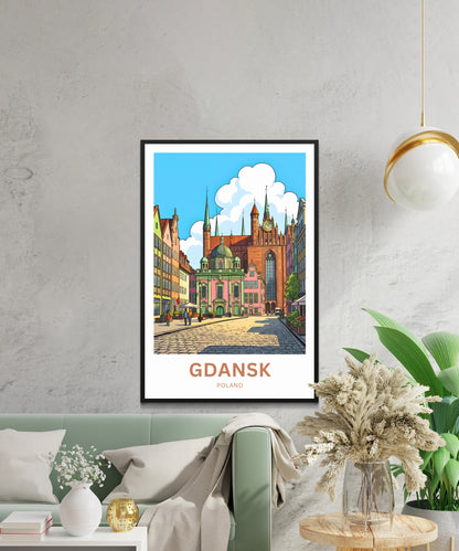 Gdańsk  Travel Poster - Spires Over the Square