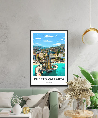 Puerto Vallarta  Travel Poster - Los Muertos Pier