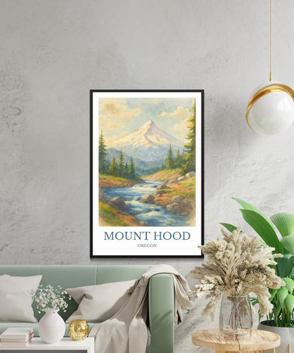Mount Hood, Watercolor design poster, Oregon Print, Mount Hood Wall Art